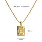 Bullion Gold Vintage Inspired Initial Medal Gold Bar Pendant Round Box Chain Necklace