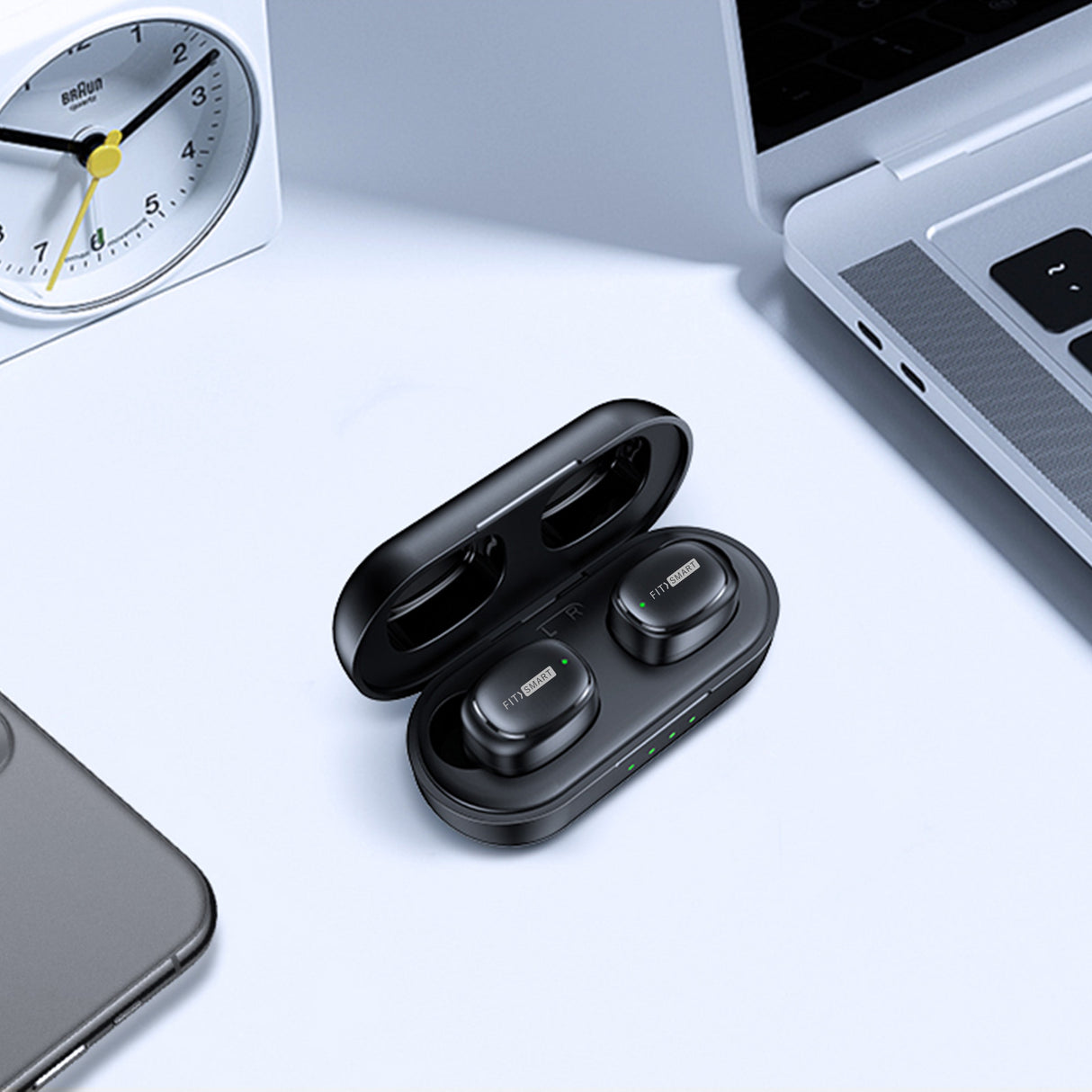Fitsmart In Ear Black Buds with Charging Case