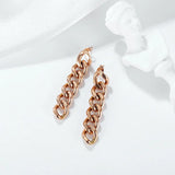 Bullion Gold Glam Chain Dangle Earrings in Rose Gold
