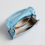Vintage Glazed Calfskin Messenger Bag - Blue