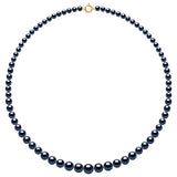 Necklace Row "Princess"falling -Real Cultured Freshwater Pearls Round From 12 To 6 mm - Black "Tahitian Style" - Longueur 42 cm