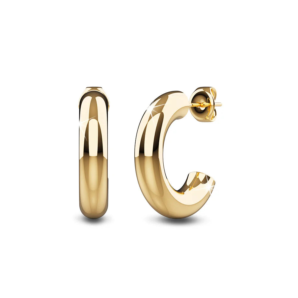 Bullion Gold Creole C-Hoop Gold Layered Earrings