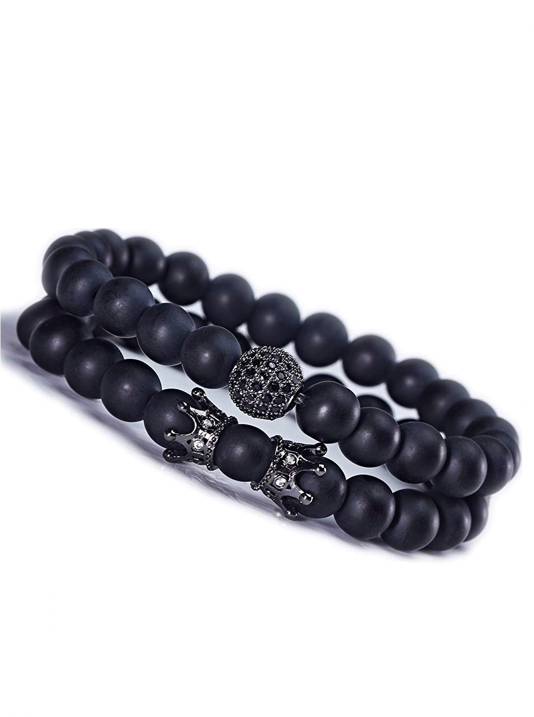Stephen Oliver Matte Black & Cz Bracelet Set