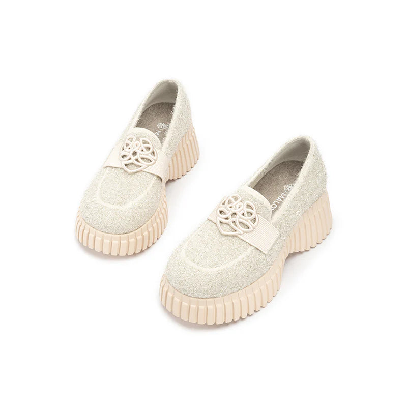 Paris Tweed Platform Loafers - Ivory