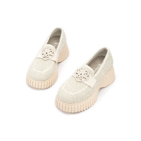 Paris Tweed Platform Loafers - Ivory