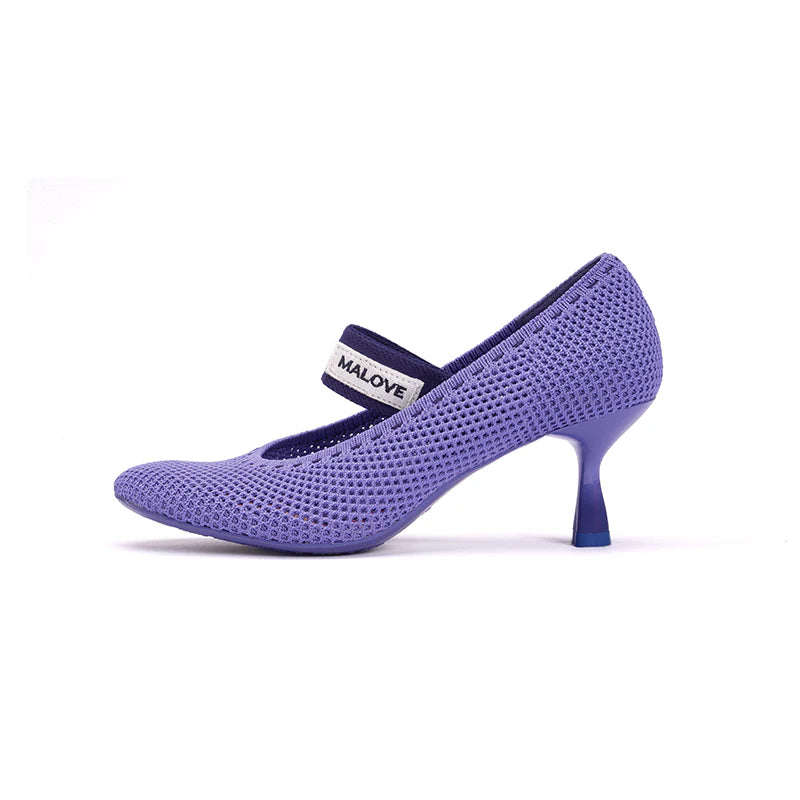 Fishnet Mary Jane Pumps - Purple
