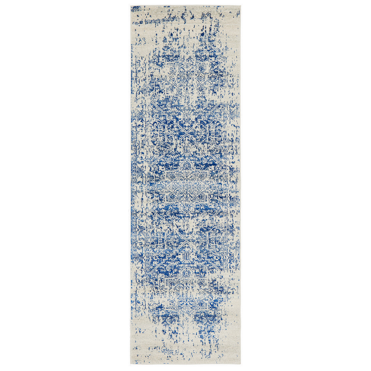 Evoke 253 White Navy Runner Rug
