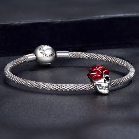 Solid 925 Signature Silver Romeo In Grave Skull Charm