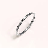 Solid 925 Sterling Silver Flat Twisted Rope Stacking Ring