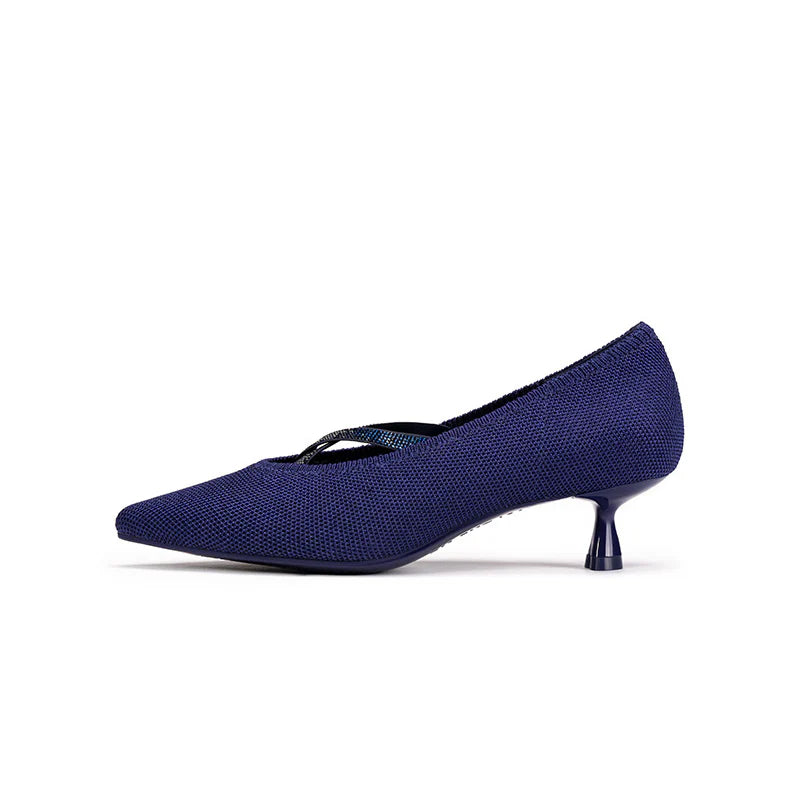 Countess Cross-Strap Kitten Heels - Navy