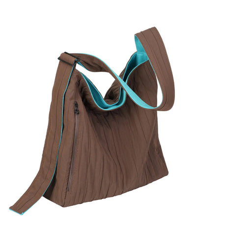 BAMEI Reversible Pleated Laptop Tote Bag - Coffee