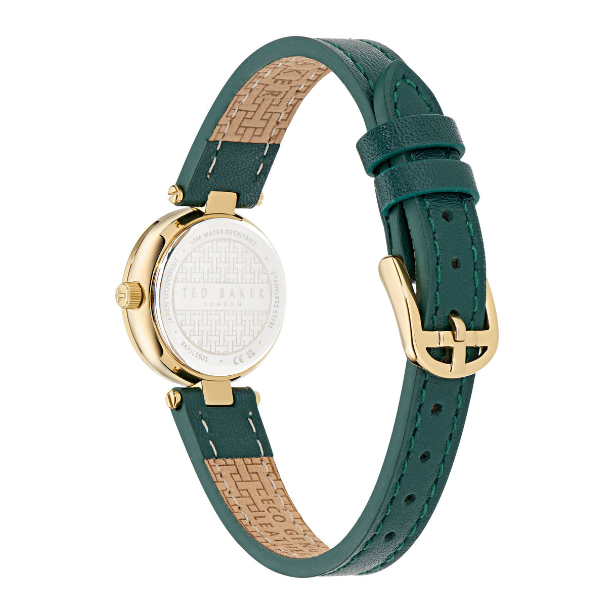 Ted Baker Womens Jolyye Crystal 24mm Gold-Tone Green Leather Watch