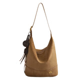 Nalandu Vintage Suede Hobo Bucket Bag - Camel