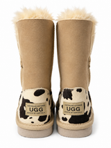 Australian Leather Ugg 1Button Cow Print - Natural - AU6