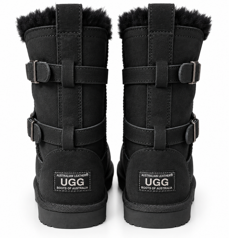 Australian Leather Ugg Clasicc Short Double Buckle - Black - AU4