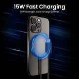 iQuick 15W Fast Charging Magnetic Wireless Aluminum Alloy Phone Charger Pad Charge - Black