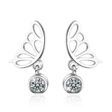 Butterfly Wings with Sparkling Zirconias Drop Earrings