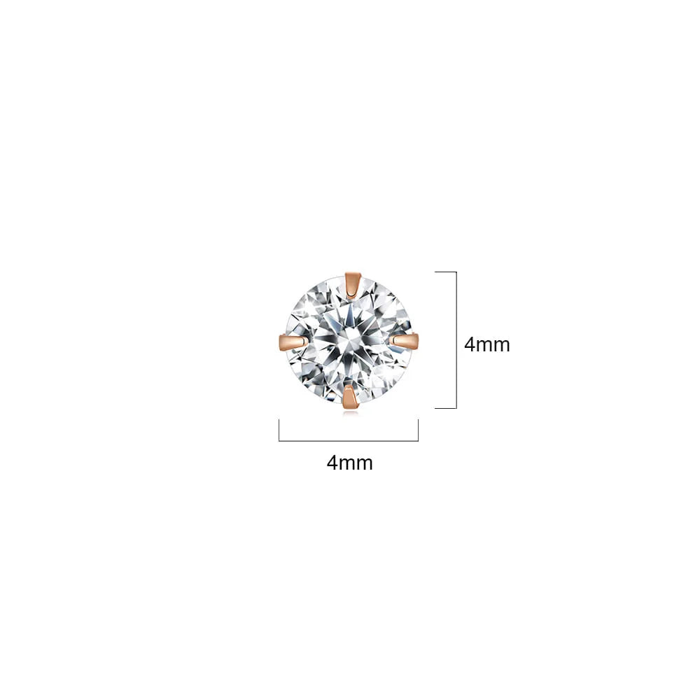Solid 925 Signature Silver Mary Anne Crystal Stud Earrings In Rose Gold