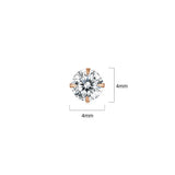 Solid 925 Signature Silver Mary Anne Crystal Stud Earrings In Rose Gold