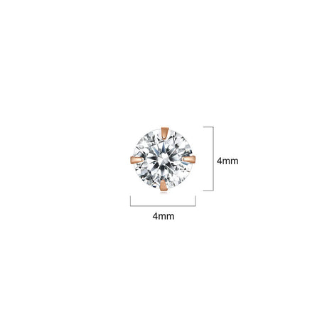 Solid 925 Signature Silver Mary Anne Crystal Stud Earrings In Rose Gold
