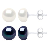 Manufacture Royale 2 Pair Earring Set Freshwater Pearl White & Black 7-8mm