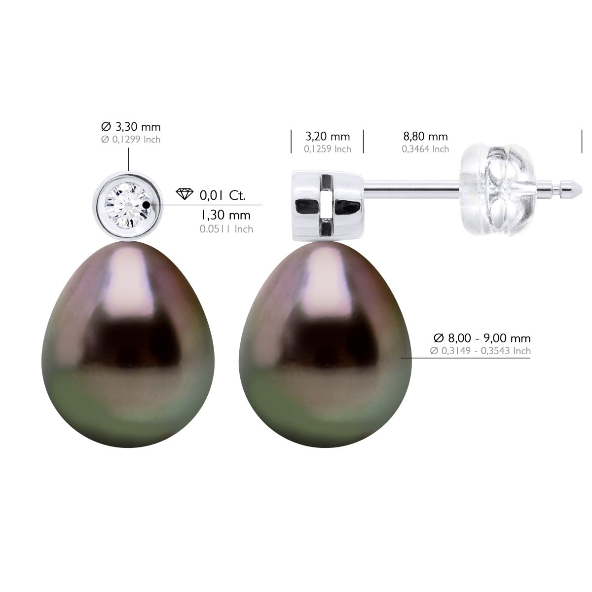 Earrings Prestige -Diamonds 0,02 Cts ( 2 X 0,01 Cts - Longueur 42 cm