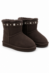 Australian Leather Ugg Studded Mini Uggs - Chocolate - AU6