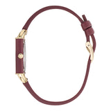 Furla Arco Square Gold-Tone Dark Red Leather Watch