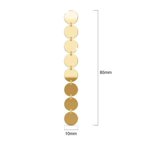 Bullion Gold Round Disc Dangle Gold Layered Earrings