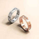 Bullion Gold Romanian Numeral Ring in White Gold