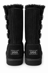 Australian Leather Ugg Kids 3Button Classic Long - Black - AU6