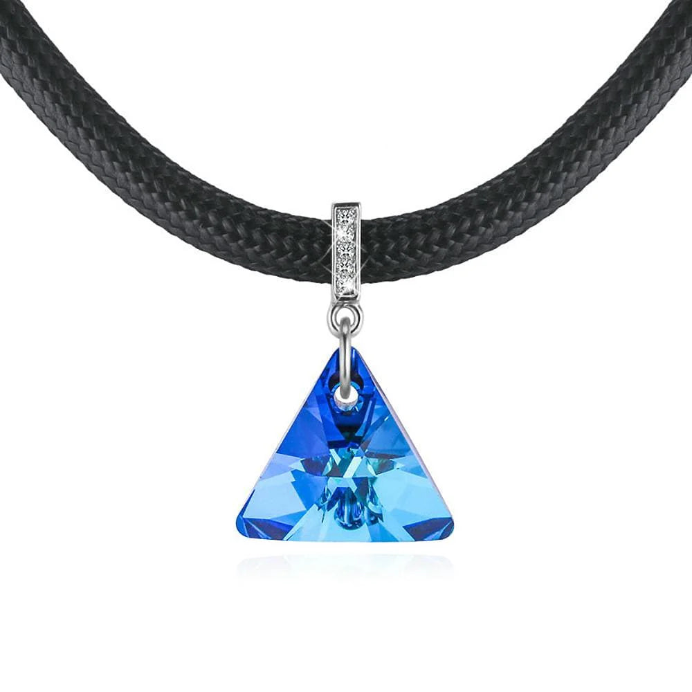 Krystal Couture Trigon Capri Blue Necklace Embellished with SWAROVSKI Crystals