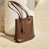 Nalandu Leather Horse Charm Tote Bag - Coffee