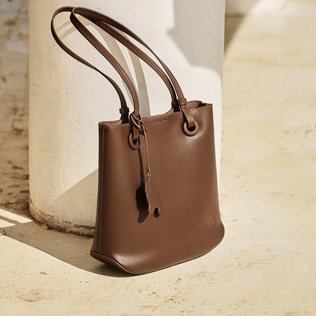 Nalandu Leather Horse Charm Tote Bag - Coffee