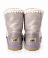 Australian Leather Ugg Short Trim Eskimo - Metallic Lilac - AU5