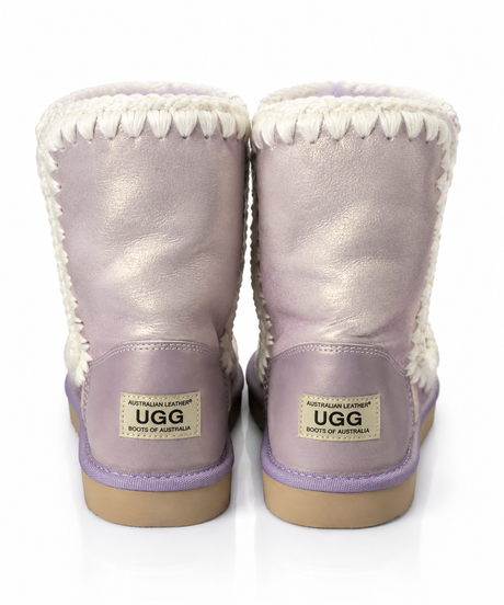 Australian Leather Ugg Short Trim Eskimo - Metallic Lilac - AU5