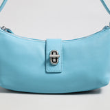 Turn-Lock Crescent Baguette Bag - Blue