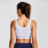 Full Zip Front High Support Wireless Sports Bra  - White