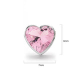 Solid 925 Sterling Silver Heart Bezel Studs Pink