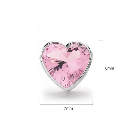 Solid 925 Sterling Silver Heart Bezel Studs Pink