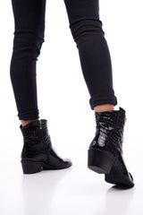 Bosccolo Womens Ankle Boots - Black Croco