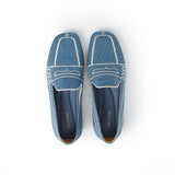 Comfortable Slip On Square Toe Loafers - Denim