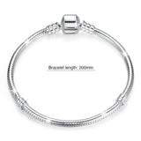 Solid 925 Sterling Silver Pandora Inspired Barrel Clasp Snake Chain Bracelet