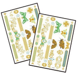 Metallic Temporary Tattoo Gold Silver Glitter Party Body Sticker Waterproof 2 Sheets 097