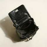 Multi-Pocket Chainstrap Quilted Backpack - Black