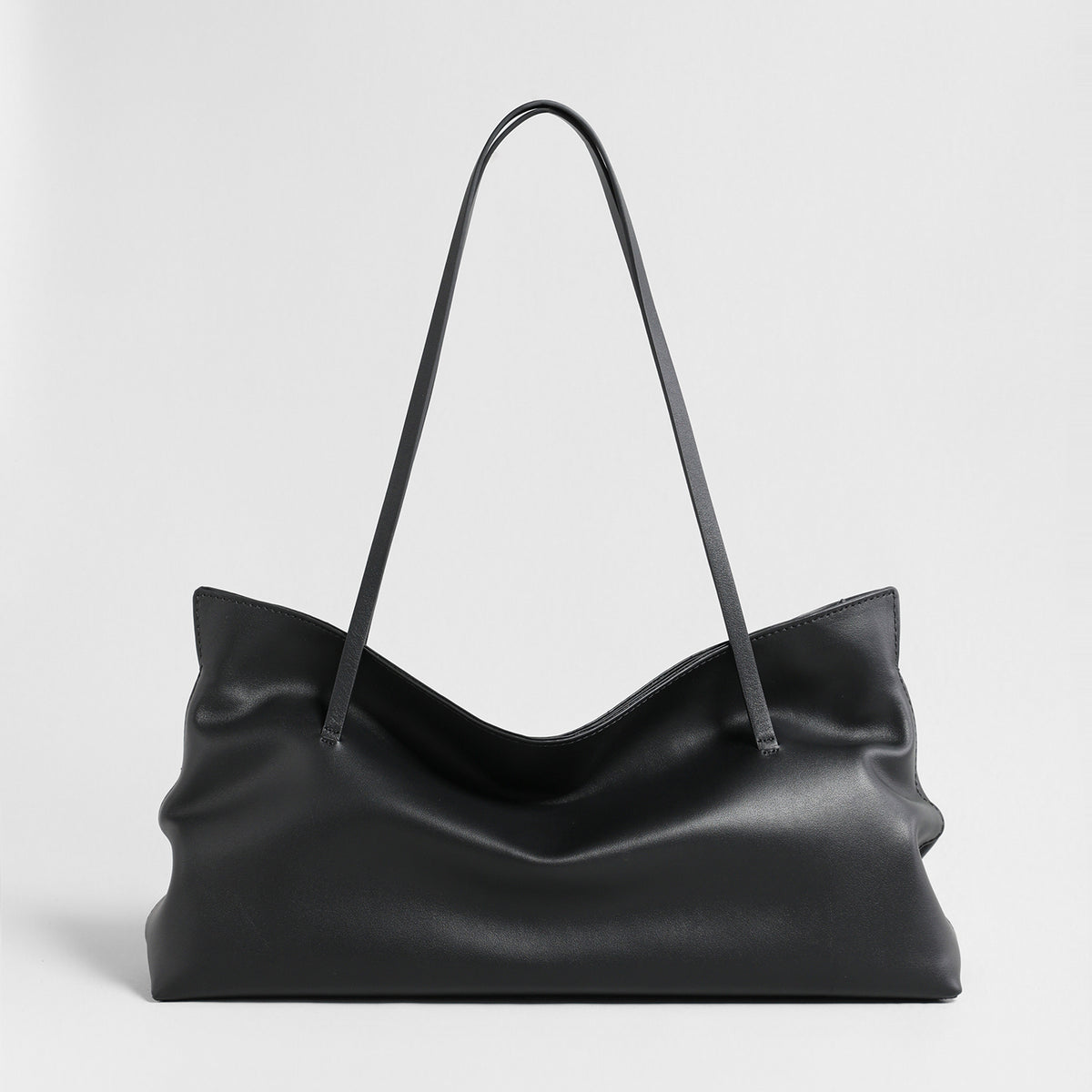 Slouchy Wave Leather Tote Bag – Large Draped Shoulder Bag