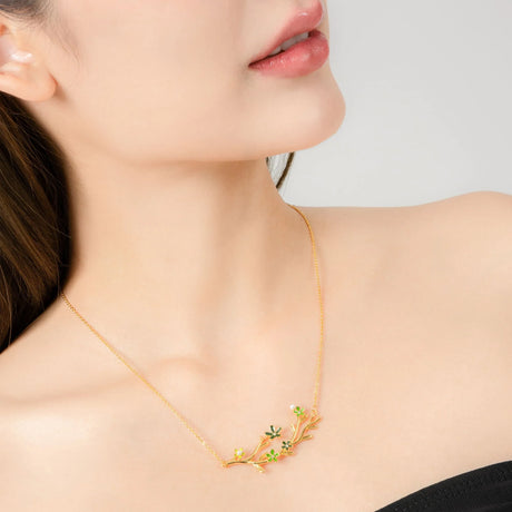Krystal Couture Petalia Olive Green Necklace Featured SWAROVSKI Crystals in Gold
