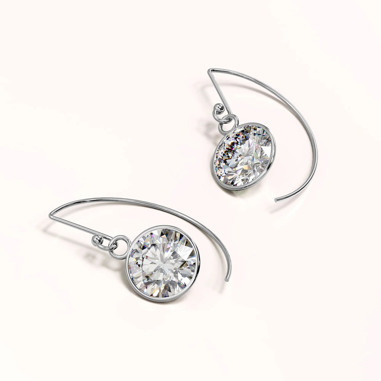 Solid 925 Sterling Silver Bezel CZ Drop Earrings 9mm