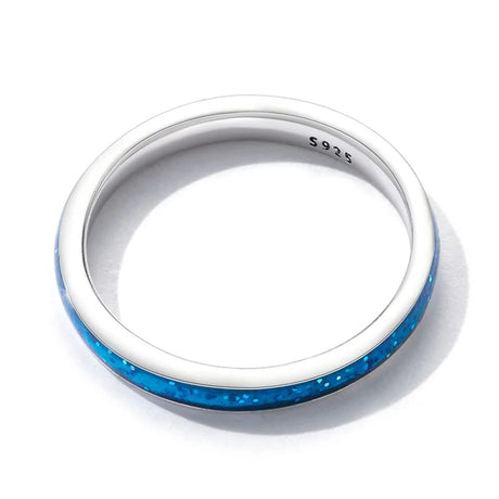 Solid 925 Sterling Silver Liquid Blue Ring