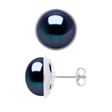 Manufacture Royale Earrings Prestige Button Freshwater Pearl Black White Gold 10-11mm